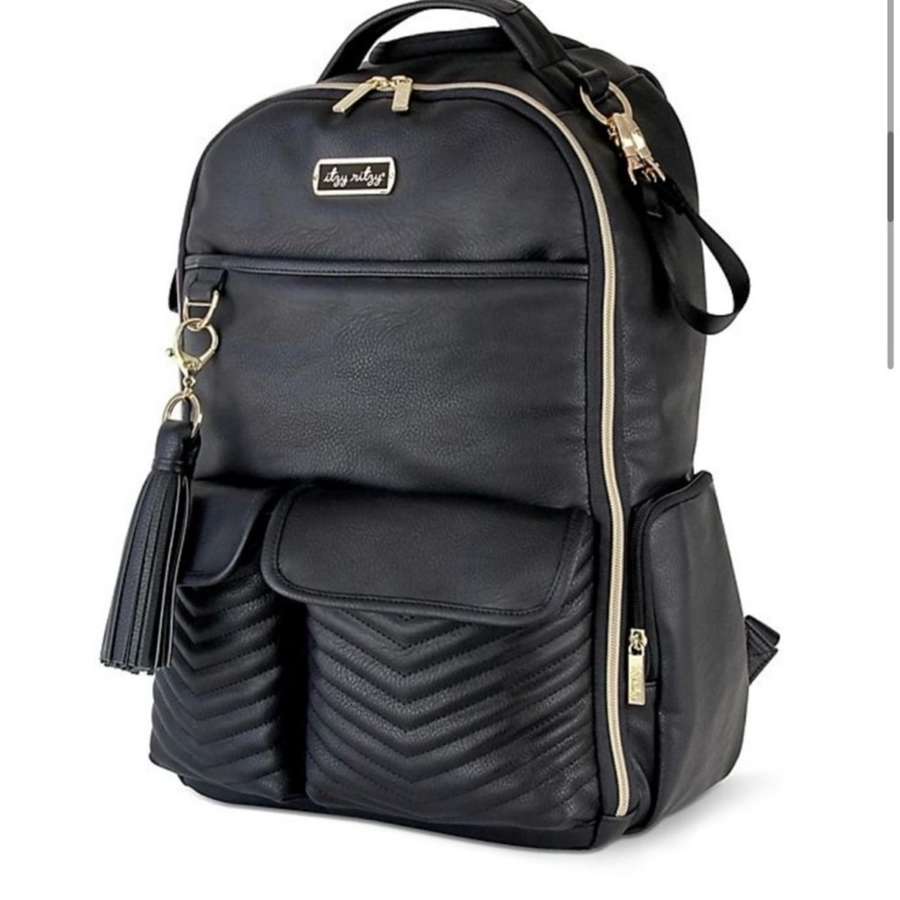 Itzy Ritzy Black Backpack with Gold Accents